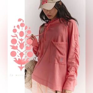 FP MOVEMENT BY FREE PEOPLE Hot Shot Hooded Layer Hibiscus Large NWOT Oversized
